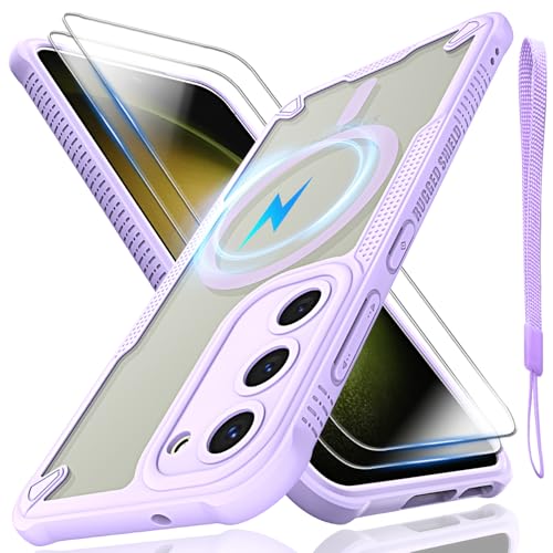 Schutzhülle für Samsung Galaxy S23, durchscheinende, matte Rückseite, kompatibel mit Magsafe, magnetischer, schlanker, stoßfester Schutzhülle und Umhängeband, 2 x Displayschutzfolie aus gehärtetem Schutzhülle für Samsung Galaxy S23, durchscheinende, matte Rückseite, kompatibel mit Magsafe, magnetischer, schlanker, stoßfester Schutzhülle und Umhängeband, 2 x Displayschutzfolie aus gehärtetem von Htlhpxx