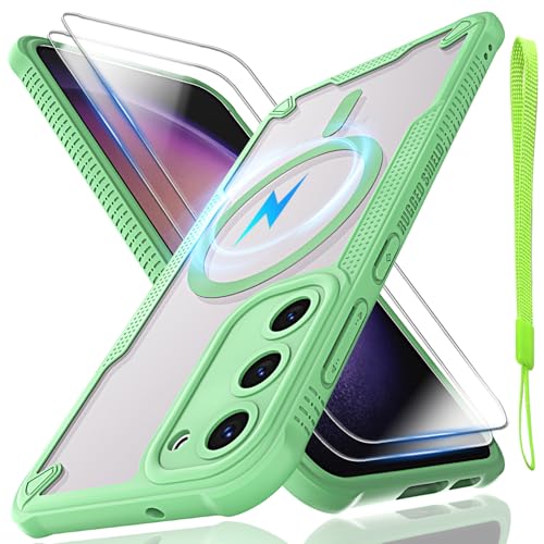 Schutzhülle für Samsung Galaxy S23 Plus, durchscheinende, matte Rückseite mit Magsafe, magnetischer, schlanker, stoßfester Schutzhülle und Umhängeband, 2 x Displayschutzfolie aus gehärtetem Glas mit Schutzhülle für Samsung Galaxy S23 Plus, durchscheinende, matte Rückseite mit Magsafe, magnetischer, schlanker, stoßfester Schutzhülle und Umhängeband, 2 x Displayschutzfolie aus gehärtetem Glas mit von Htlhpxx
