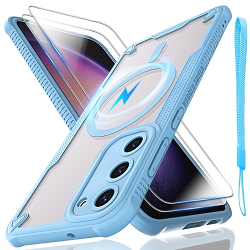 Schutzhülle für Samsung Galaxy S23 Plus, durchscheinende, matte Rückseite mit Magsafe, magnetischer, schlanker, stoßfester Schutzhülle und Umhängeband, 2 x Displayschutzfolie aus gehärtetem Glas mit Schutzhülle für Samsung Galaxy S23 Plus, durchscheinende, matte Rückseite mit Magsafe, magnetischer, schlanker, stoßfester Schutzhülle und Umhängeband, 2 x Displayschutzfolie aus gehärtetem Glas mit von Htlhpxx