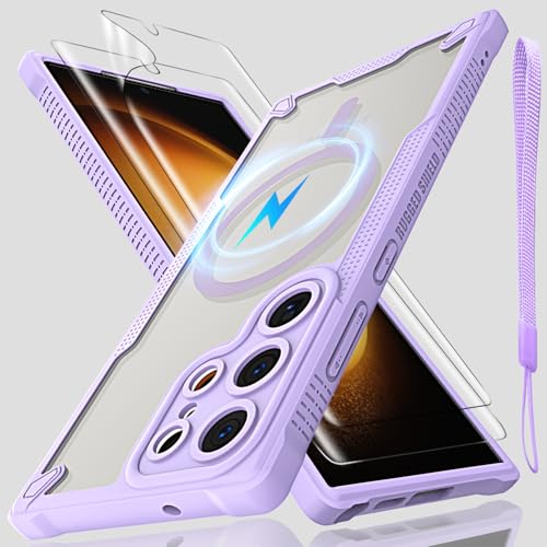 Schutzhülle für Samsung Galaxy S23 Ultra, durchscheinende, matte Rückseite mit Magsafe, magnetischer, schlanker, stoßfester Schutzhülle und Umhängeband, 2 x Displayschutzfolie aus gehärtetem Glas mit Schutzhülle für Samsung Galaxy S23 Ultra, durchscheinende, matte Rückseite mit Magsafe, magnetischer, schlanker, stoßfester Schutzhülle und Umhängeband, 2 x Displayschutzfolie aus gehärtetem Glas mit von Htlhpxx