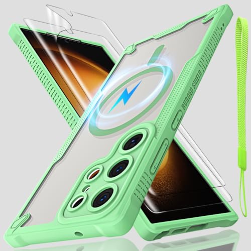 Schutzhülle für Samsung Galaxy S23 Ultra, durchscheinende, matte Rückseite mit Magsafe, magnetischer, schlanker, stoßfester Schutzhülle und Umhängeband, 2 x Displayschutzfolie aus gehärtetem Glas mit Schutzhülle für Samsung Galaxy S23 Ultra, durchscheinende, matte Rückseite mit Magsafe, magnetischer, schlanker, stoßfester Schutzhülle und Umhängeband, 2 x Displayschutzfolie aus gehärtetem Glas mit von Htlhpxx