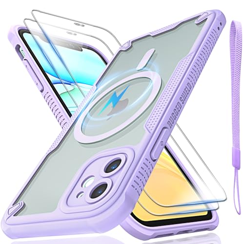 Schutzhülle für iPhone 11, durchscheinende, matte Rückseite, kompatibel mit Magsafe, magnetische, schlanke, stoßfeste Schutzhülle mit Umhängeband und 2 x 9H-Hartglas-Displayschutzfolien, 15,5 cm (6,1 Schutzhülle für iPhone 11, durchscheinende, matte Rückseite, kompatibel mit Magsafe, magnetische, schlanke, stoßfeste Schutzhülle mit Umhängeband und 2 x 9H-Hartglas-Displayschutzfolien, 15,5 cm (6,1 von Htlhpxx