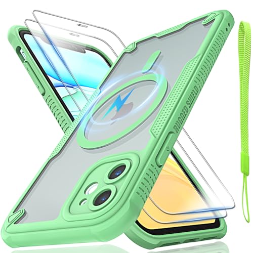 Schutzhülle für iPhone 11, durchscheinende, matte Rückseite, kompatibel mit Magsafe, magnetische, schlanke, stoßfeste Schutzhülle mit Umhängeband und 2 x 9H-Hartglas-Displayschutzfolien, 15,5 cm (6,1 Schutzhülle für iPhone 11, durchscheinende, matte Rückseite, kompatibel mit Magsafe, magnetische, schlanke, stoßfeste Schutzhülle mit Umhängeband und 2 x 9H-Hartglas-Displayschutzfolien, 15,5 cm (6,1 von Htlhpxx