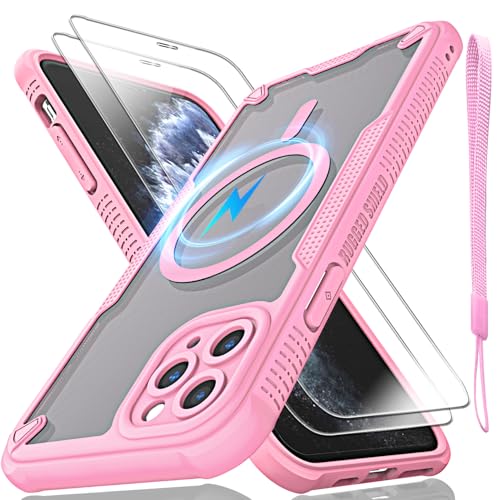 Schutzhülle für iPhone 11 Pro, durchscheinende, matte Rückseite, kompatibel mit Magsafe, magnetische, schlanke, stoßfeste Schutzhülle mit Umhängeband und 2 x 9H-Hartglas-Displayschutzfolien, 14,7 cm Schutzhülle für iPhone 11 Pro, durchscheinende, matte Rückseite, kompatibel mit Magsafe, magnetische, schlanke, stoßfeste Schutzhülle mit Umhängeband und 2 x 9H-Hartglas-Displayschutzfolien, 14,7 cm von Htlhpxx