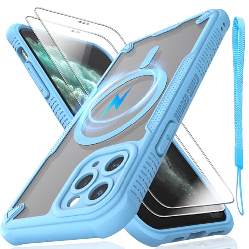 Schutzhülle für iPhone 11 Pro, durchscheinende, matte Rückseite, kompatibel mit Magsafe, magnetische, schlanke, stoßfeste Schutzhülle mit Umhängeband und 2 x 9H-Hartglas-Displayschutzfolien, 14,7 cm Schutzhülle für iPhone 11 Pro, durchscheinende, matte Rückseite, kompatibel mit Magsafe, magnetische, schlanke, stoßfeste Schutzhülle mit Umhängeband und 2 x 9H-Hartglas-Displayschutzfolien, 14,7 cm von Htlhpxx