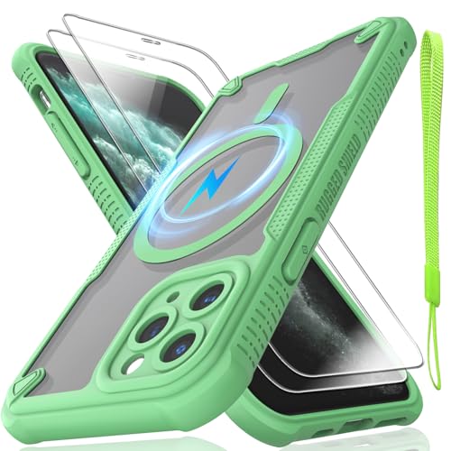 Schutzhülle für iPhone 11 Pro, durchscheinende, matte Rückseite, kompatibel mit Magsafe, magnetische, schlanke, stoßfeste Schutzhülle mit Umhängeband und 2 x 9H-Hartglas-Displayschutzfolien, 14,7 cm Schutzhülle für iPhone 11 Pro, durchscheinende, matte Rückseite, kompatibel mit Magsafe, magnetische, schlanke, stoßfeste Schutzhülle mit Umhängeband und 2 x 9H-Hartglas-Displayschutzfolien, 14,7 cm von Htlhpxx