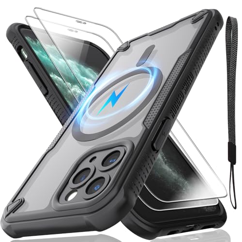 Schutzhülle für iPhone 11 Pro, durchscheinende, matte Rückseite, kompatibel mit Magsafe, magnetische, schlanke, stoßfeste Schutzhülle mit Umhängeband und 2 x 9H-Hartglas-Displayschutzfolien, 14,7 cm Schutzhülle für iPhone 11 Pro, durchscheinende, matte Rückseite, kompatibel mit Magsafe, magnetische, schlanke, stoßfeste Schutzhülle mit Umhängeband und 2 x 9H-Hartglas-Displayschutzfolien, 14,7 cm von Htlhpxx