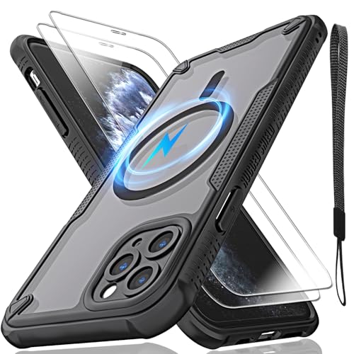 Schutzhülle für iPhone 11 Pro Max, durchscheinende, matte Rückseite mit Magsafe, magnetischer, schlanker, stoßfester Schutzhülle mit Umhängeband und 2 x 9H-Hartglas-Displayschutzfolien, 16,5 cm (6,5 Schutzhülle für iPhone 11 Pro Max, durchscheinende, matte Rückseite mit Magsafe, magnetischer, schlanker, stoßfester Schutzhülle mit Umhängeband und 2 x 9H-Hartglas-Displayschutzfolien, 16,5 cm (6,5 von Htlhpxx