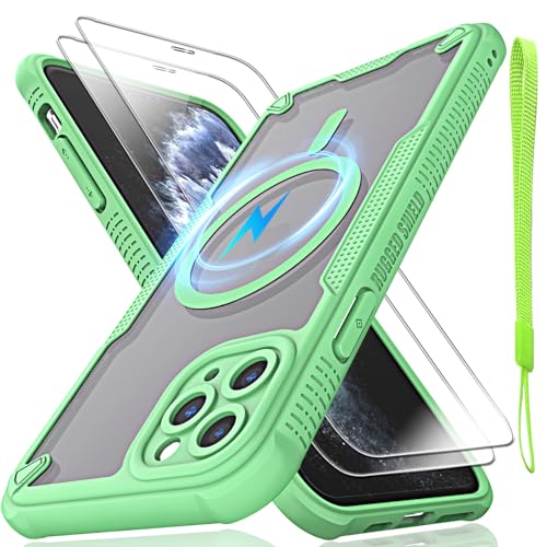 Schutzhülle für iPhone 11 Pro Max, durchscheinende, matte Rückseite mit Magsafe, magnetischer, schlanker, stoßfester Schutzhülle mit Umhängeband und 2 x 9H-Hartglas-Displayschutzfolien, 16,5 cm (6,5 Schutzhülle für iPhone 11 Pro Max, durchscheinende, matte Rückseite mit Magsafe, magnetischer, schlanker, stoßfester Schutzhülle mit Umhängeband und 2 x 9H-Hartglas-Displayschutzfolien, 16,5 cm (6,5 von Htlhpxx