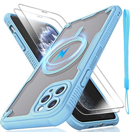Schutzhülle für iPhone 11 Pro Max, durchscheinende, matte Rückseite mit Magsafe, magnetischer, schlanker, stoßfester Schutzhülle mit Umhängeband und 2 x 9H-Hartglas-Displayschutzfolien, 16,5 cm (6,5 Schutzhülle für iPhone 11 Pro Max, durchscheinende, matte Rückseite mit Magsafe, magnetischer, schlanker, stoßfester Schutzhülle mit Umhängeband und 2 x 9H-Hartglas-Displayschutzfolien, 16,5 cm (6,5 von Htlhpxx