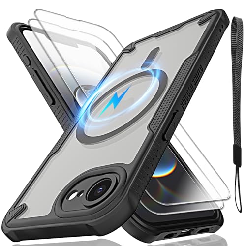 Schutzhülle für iPhone 16E, durchscheinende, matte Rückseite, kompatibel mit Magsafe, magnetische, schlanke, stoßfeste Schutzhülle mit Umhängeband und 2 x 9H-Hartglas-Displayschutzfolien, 15,5 cm (6,1 Schutzhülle für iPhone 16E, durchscheinende, matte Rückseite, kompatibel mit Magsafe, magnetische, schlanke, stoßfeste Schutzhülle mit Umhängeband und 2 x 9H-Hartglas-Displayschutzfolien, 15,5 cm (6,1 von Htlhpxx