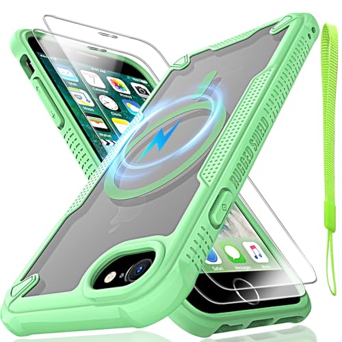 Schutzhülle für iPhone 6/7/8, SE2, SE3, durchscheinende, matte Rückseite mit Magsafe, magnetischer, schlanker, stoßfester Schutzhülle mit Umhängeband und 2 x 9H-Hartglas-Displayschutzfolien, 11,9 cm Schutzhülle für iPhone 6/7/8, SE2, SE3, durchscheinende, matte Rückseite mit Magsafe, magnetischer, schlanker, stoßfester Schutzhülle mit Umhängeband und 2 x 9H-Hartglas-Displayschutzfolien, 11,9 cm von Htlhpxx