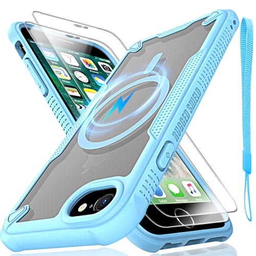 Schutzhülle für iPhone 6/7/8, SE2, SE3, durchscheinende, matte Rückseite mit Magsafe, magnetischer, schlanker, stoßfester Schutzhülle mit Umhängeband und 2 x 9H-Hartglas-Displayschutzfolien, 11,9 cm Schutzhülle für iPhone 6/7/8, SE2, SE3, durchscheinende, matte Rückseite mit Magsafe, magnetischer, schlanker, stoßfester Schutzhülle mit Umhängeband und 2 x 9H-Hartglas-Displayschutzfolien, 11,9 cm von Htlhpxx