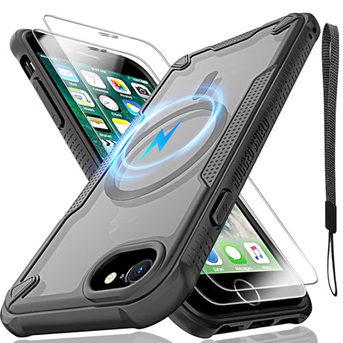 Schutzhülle für iPhone 6/7/8, SE2, SE3, durchscheinende, matte Rückseite mit Magsafe, magnetischer, schlanker, stoßfester Schutzhülle mit Umhängeband und 2 x 9H-Hartglas-Displayschutzfolien, 11,9 cm Schutzhülle für iPhone 6/7/8, SE2, SE3, durchscheinende, matte Rückseite mit Magsafe, magnetischer, schlanker, stoßfester Schutzhülle mit Umhängeband und 2 x 9H-Hartglas-Displayschutzfolien, 11,9 cm von Htlhpxx