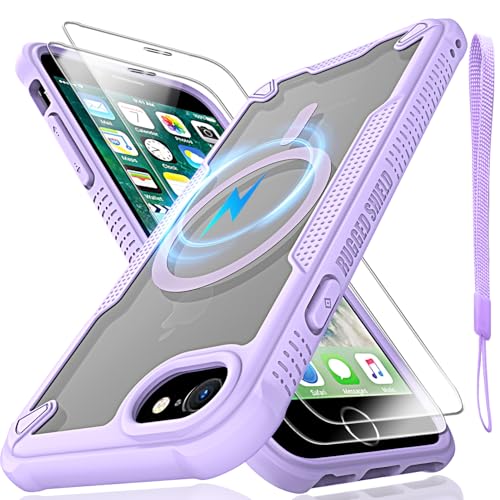 Schutzhülle für iPhone 6/7/8, SE2, SE3, durchscheinende, matte Rückseite mit Magsafe, magnetischer, schlanker, stoßfester Schutzhülle mit Umhängeband und 2 x 9H-Hartglas-Displayschutzfolien, 11,9 cm Schutzhülle für iPhone 6/7/8, SE2, SE3, durchscheinende, matte Rückseite mit Magsafe, magnetischer, schlanker, stoßfester Schutzhülle mit Umhängeband und 2 x 9H-Hartglas-Displayschutzfolien, 11,9 cm von Htlhpxx