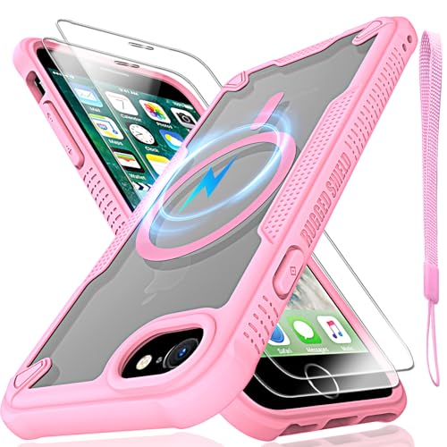 Schutzhülle für iPhone 6/7/8, SE2, SE3, durchscheinende, matte Rückseite mit Magsafe-Magsafe, magnetischer, schlanker, stoßfester Schutzhülle mit Umhängeband und 2 x 9H-Hartglas-Displayschutzfolien Schutzhülle für iPhone 6/7/8, SE2, SE3, durchscheinende, matte Rückseite mit Magsafe-Magsafe, magnetischer, schlanker, stoßfester Schutzhülle mit Umhängeband und 2 x 9H-Hartglas-Displayschutzfolien von Htlhpxx