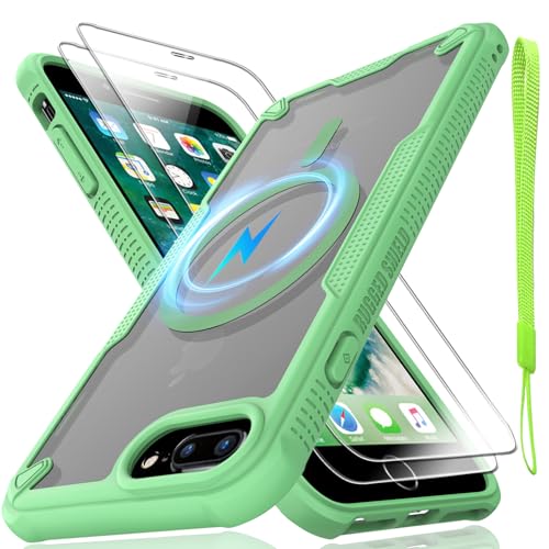 Schutzhülle für iPhone 7/8 Plus, durchscheinende, matte Rückseite, kompatibel mit Magsafe, magnetische, schlanke, stoßfeste Schutzhülle mit Umhängeband und 2 x 9H-Hartglas-Displayschutzfolien, 14 cm Schutzhülle für iPhone 7/8 Plus, durchscheinende, matte Rückseite, kompatibel mit Magsafe, magnetische, schlanke, stoßfeste Schutzhülle mit Umhängeband und 2 x 9H-Hartglas-Displayschutzfolien, 14 cm von Htlhpxx