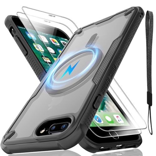 Schutzhülle für iPhone 7/8 Plus, durchscheinende, matte Rückseite, kompatibel mit Magsafe, magnetische, schlanke, stoßfeste Schutzhülle mit Umhängeband und 2 x 9H-Hartglas-Displayschutzfolien, 14 cm Schutzhülle für iPhone 7/8 Plus, durchscheinende, matte Rückseite, kompatibel mit Magsafe, magnetische, schlanke, stoßfeste Schutzhülle mit Umhängeband und 2 x 9H-Hartglas-Displayschutzfolien, 14 cm von Htlhpxx