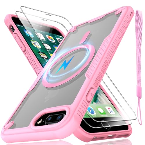 Schutzhülle für iPhone 7/8 Plus, durchscheinende, matte Rückseite, kompatibel mit Magsafe, magnetische, schlanke, stoßfeste Schutzhülle mit Umhängeband und 2 x 9H-Hartglas-Displayschutzfolien, 14 cm Schutzhülle für iPhone 7/8 Plus, durchscheinende, matte Rückseite, kompatibel mit Magsafe, magnetische, schlanke, stoßfeste Schutzhülle mit Umhängeband und 2 x 9H-Hartglas-Displayschutzfolien, 14 cm von Htlhpxx