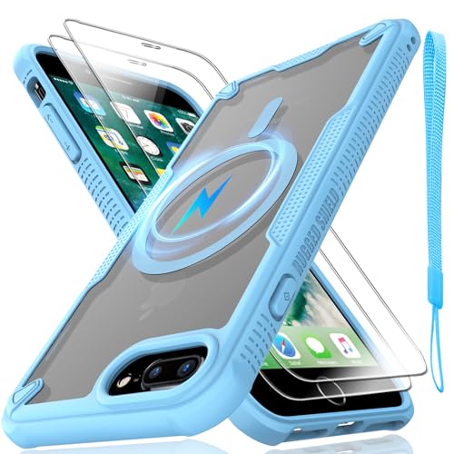 Schutzhülle für iPhone 7/8 Plus, durchscheinende, matte Rückseite, kompatibel mit Magsafe, magnetische, schlanke, stoßfeste Schutzhülle mit Umhängeband und 2 x 9H-Hartglas-Displayschutzfolien, 14 cm Schutzhülle für iPhone 7/8 Plus, durchscheinende, matte Rückseite, kompatibel mit Magsafe, magnetische, schlanke, stoßfeste Schutzhülle mit Umhängeband und 2 x 9H-Hartglas-Displayschutzfolien, 14 cm von Htlhpxx