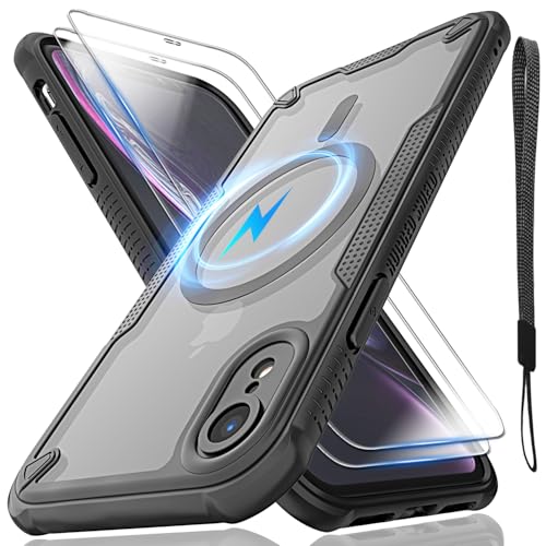 Schutzhülle für iPhone XR, durchscheinende, matte Rückseite, kompatibel mit Magsafe, magnetische, schlanke, stoßfeste Schutzhülle mit Umhängeband und 2 x 9H-Displayschutzfolie aus gehärtetem Glas Schutzhülle für iPhone XR, durchscheinende, matte Rückseite, kompatibel mit Magsafe, magnetische, schlanke, stoßfeste Schutzhülle mit Umhängeband und 2 x 9H-Displayschutzfolie aus gehärtetem Glas von Htlhpxx