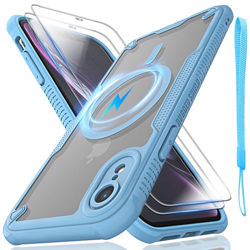 Schutzhülle für iPhone XR, durchscheinende, matte Rückseite, kompatibel mit Magsafe, magnetische, schlanke, stoßfeste Schutzhülle mit Umhängeband und 2 x 9H-Displayschutzfolie aus gehärtetem Glas Schutzhülle für iPhone XR, durchscheinende, matte Rückseite, kompatibel mit Magsafe, magnetische, schlanke, stoßfeste Schutzhülle mit Umhängeband und 2 x 9H-Displayschutzfolie aus gehärtetem Glas von Htlhpxx