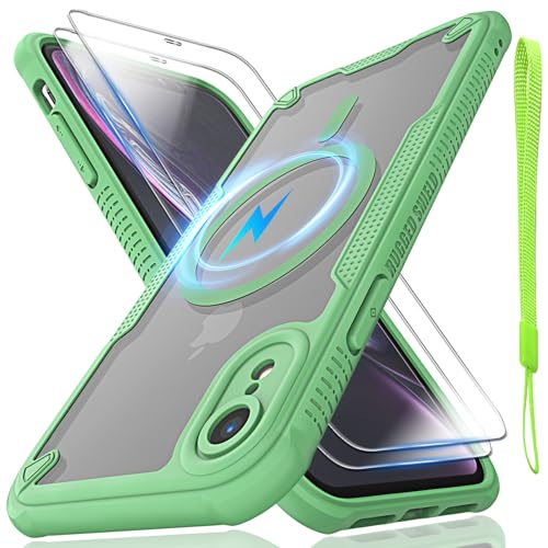 Schutzhülle für iPhone XR, durchscheinende, matte Rückseite, kompatibel mit Magsafe, magnetische, schlanke, stoßfeste Schutzhülle mit Umhängeband und 2 x 9H-Displayschutzfolie aus gehärtetem Glas Schutzhülle für iPhone XR, durchscheinende, matte Rückseite, kompatibel mit Magsafe, magnetische, schlanke, stoßfeste Schutzhülle mit Umhängeband und 2 x 9H-Displayschutzfolie aus gehärtetem Glas von Htlhpxx