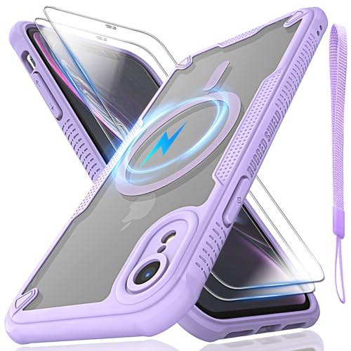 Schutzhülle für iPhone XR, durchscheinende, matte Rückseite, kompatibel mit Magsafe, magnetische, schlanke, stoßfeste Schutzhülle mit Umhängeband und 2 x 9H-Hartglas-Displayschutzfolien, 15,5 cm (6,1 Schutzhülle für iPhone XR, durchscheinende, matte Rückseite, kompatibel mit Magsafe, magnetische, schlanke, stoßfeste Schutzhülle mit Umhängeband und 2 x 9H-Hartglas-Displayschutzfolien, 15,5 cm (6,1 von Htlhpxx