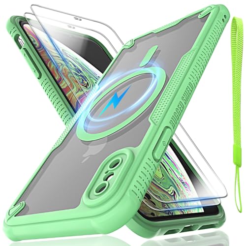 Schutzhülle für iPhone XS Max, durchscheinende, matte Rückseite, kompatibel mit Magsafe, magnetische, schlanke, stoßfeste Schutzhülle mit Umhängeband und 2 x 9H-Hartglas-Displayschutzfolien, 16,5 cm Schutzhülle für iPhone XS Max, durchscheinende, matte Rückseite, kompatibel mit Magsafe, magnetische, schlanke, stoßfeste Schutzhülle mit Umhängeband und 2 x 9H-Hartglas-Displayschutzfolien, 16,5 cm von Htlhpxx