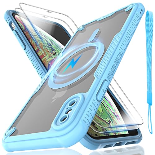 Schutzhülle für iPhone XS Max, durchscheinende, matte Rückseite, kompatibel mit Magsafe, magnetische, schlanke, stoßfeste Schutzhülle mit Umhängeband und 2 x 9H-Hartglas-Displayschutzfolien, 16,5 cm Schutzhülle für iPhone XS Max, durchscheinende, matte Rückseite, kompatibel mit Magsafe, magnetische, schlanke, stoßfeste Schutzhülle mit Umhängeband und 2 x 9H-Hartglas-Displayschutzfolien, 16,5 cm von Htlhpxx