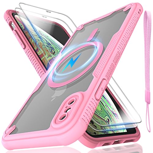 Schutzhülle für iPhone XS Max, durchscheinende, matte Rückseite, kompatibel mit Magsafe, magnetische, schlanke, stoßfeste Schutzhülle mit Umhängeband und 2 x 9H-Hartglas-Displayschutzfolien, 16,5 cm Schutzhülle für iPhone XS Max, durchscheinende, matte Rückseite, kompatibel mit Magsafe, magnetische, schlanke, stoßfeste Schutzhülle mit Umhängeband und 2 x 9H-Hartglas-Displayschutzfolien, 16,5 cm von Htlhpxx