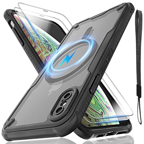 Schutzhülle für iPhone XS Max, durchscheinende, matte Rückseite, kompatibel mit Magsafe, magnetische, schlanke, stoßfeste Schutzhülle mit Umhängeband und 2 x 9H-Hartglas-Displayschutzfolien, 16,5 cm Schutzhülle für iPhone XS Max, durchscheinende, matte Rückseite, kompatibel mit Magsafe, magnetische, schlanke, stoßfeste Schutzhülle mit Umhängeband und 2 x 9H-Hartglas-Displayschutzfolien, 16,5 cm von Htlhpxx