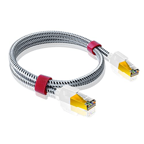 HuLuWa CAT 7 kabel,RJ45 kabel,Ethernet kabel Nylon geflochtener Netzwerkkabel 10m,Patchkabel Cat 7,Gigabit Ethernet,für TV Laptop PS5/4 Router Modem von HuLuWa