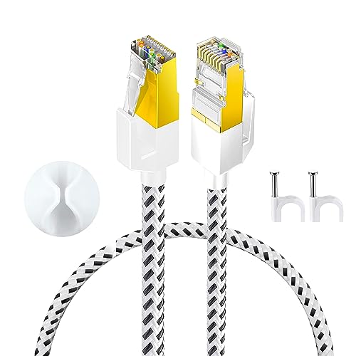HuLuWa Lan Kabel,netzwerkkabel,Cat7 Ethernet Kabel - 1 Meter, Nylon geflochten, RJ45 vergoldeter Stecker für Router, Modem, TV und Laptop von HuLuWa