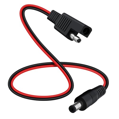 HuaLiSiJi SAE auf DC 5,5x2,1mm SAE Stecker Adapter auf DC SAE auf DC Buchse Kabel Batterie Ladekabel 14AWG, für Solarpanels, Autos, Motorräder (60cm DC Stecker) von HuaLiSiJi