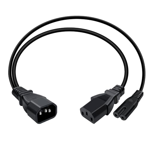 HuaLiSiJi C14 auf C13+C7 Y Splitter Netzkabel 10A 250V IEC 320 C14 zu C13 C7 Buchse Splitter Verlängerung Computer, Monitore, Schreibtischlampen, Projektoren (0.3m) von HuaLiSiJi