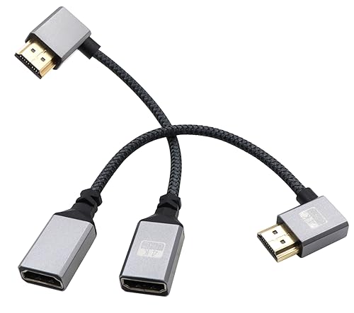 HuaLiSiJi Mini HDMI auf HDMI Kabel 20cm Nylon Geflochten 90° Gerader Kopf UHD 4K, Links Plus Rechts Erweitern, für Laptop,Camcorder, HDTV, Projektor (Left+Right) von HuaLiSiJi