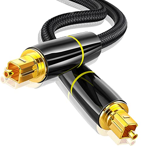 HuaLiSiJi Optisches Audiokabel S/PDIF Digital Audio Out Kabel, Geflochten Aluminiumhülle Lichtleiterkabel für Stereoanlage, Soundbar, Heimkino, PS4 Xbox (1m) von HuaLiSiJi