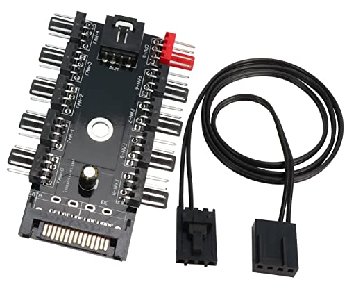 HuaLiSiJi PC Lüfter HUB 4Pin PC Lüfter Splitter 12V 4Pin PWM 10 Kanal, Cpu kühlerLüfteranschluss Desktop Computer Kühler (10 Ports SATA Netzteil) von HuaLiSiJi