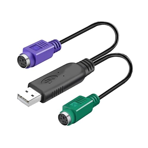 HuaLiSiJi PS2 2 USB Keyboard Adapter PS2 Adapter USB Maus Keyboard, Eingebauter Chip Ohne Treiber, Plug and Play (Black) von HuaLiSiJi