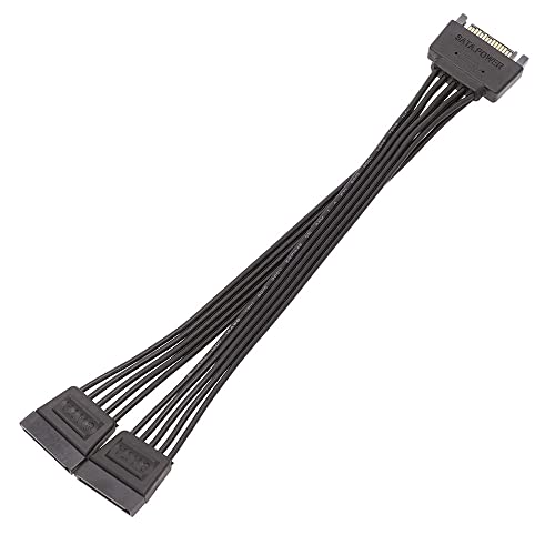 HuaLiSiJi SATA Verlängerungskabel 1 Bis 2, SATA Kabel Male Female 15 Pin auf 15 Pin, SATA Verlängerungskabel Male Schwarz (20CM 1to2) von HuaLiSiJi