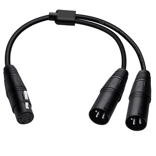 HuaLiSiJi XLR Kabel Y Splitter XLR Splitter 1 Female to 2 Male Mikrofonkabel (Schwarz, 0.5 m) von HuaLiSiJi
