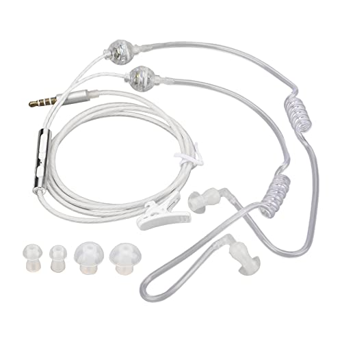 3,5-mm-Luftschlauch-Kopfhörer, PU-Luftschlauch-Ohrhörer Binaural Ergonomisch Keine Strahlung für Laptop (Weiß) von Huairdum