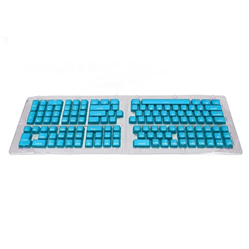 Huairdum 132-Tasten-Tastatur-Tastenkappen, Oleophobe Beschichtung Tastatur-Tastenkappen OEM-Höhe Ergonomisches Design für 68-Tasten-Tastatur (Transparente Blaue weiße Buchstaben) von Huairdum