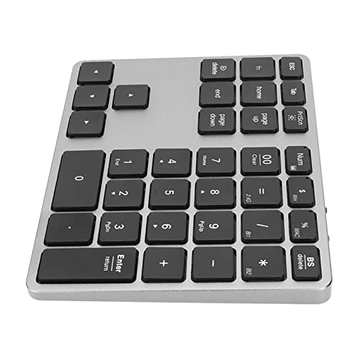 Huairdum Drahtlose Tastatur, Ultradünner Drahtloser Dual-Mode-Ziffernblock mit 35 Tasten aus Aluminiumlegierung (Grau) von Huairdum
