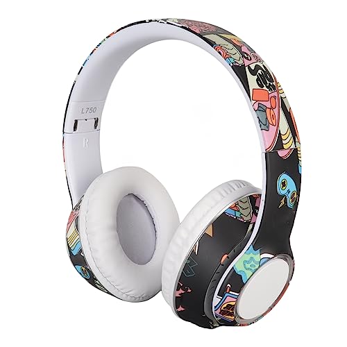 Over-Ear-Gaming-Kopfhörer, Integriertes Mikrofon, HiFi-Stereo, Verstellbarer Kopfbügel, Graffiti-Headset, Kraftvoller Bass mit RGB-Licht für Laptop von Huairdum