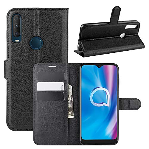 HualuBro Alcatel 3L 2020 Hülle, Alcatel 1V 2020 Hülle, Alcatel 1S 2020 Hülle, Premium PU Leder Stoßfest Klapphülle Schutzhülle Tasche HandyHülle Handytasche Wallet Flip Case Cover (Schwarz) von HualuBro