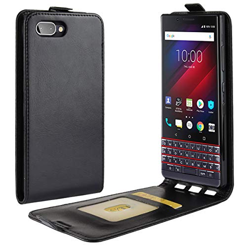 HualuBro BlackBerry KEY2 LE Hülle, Premium PU Leder Leather HandyHülle Tasche Schutzhülle Flip Case Cover für BlackBerry Key 2 LE 2018 Smartphone (Schwarz) von HualuBro