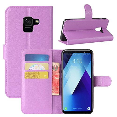 HualuBro Galaxy A8 Plus 2018 Hülle, Premium PU Leder Leather Wallet Handyhülle Tasche Schutzhülle Case Flip Cover mit Karten Slot für Samsung Galaxy A8 Plus 2018 A730 Smartphone (Violett) von HualuBro