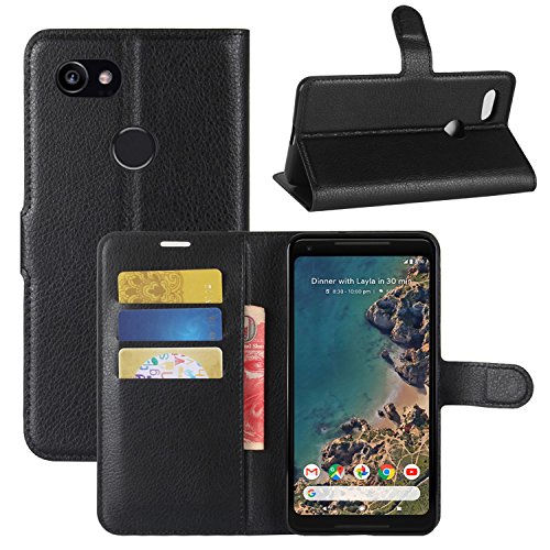 HualuBro Google Pixel 2 XL Hülle, Premium PU Leder Stoßfest HandyHülle Schutzhülle Klapphülle Handytasche Wallet Flip Case Cover für Google Pixel 2XL Tasche (Schwarz) von HualuBro